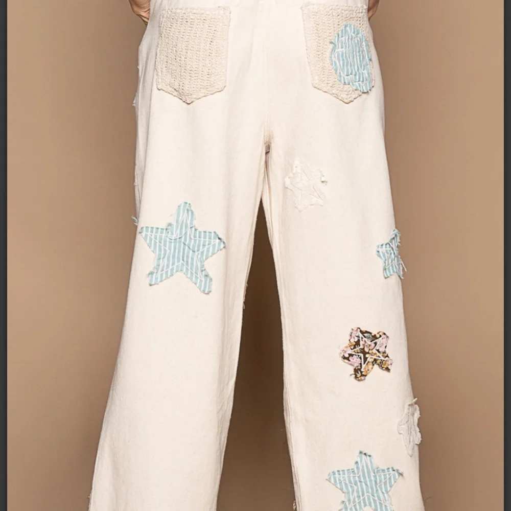 POL Blush Pink Wide-Leg Star Appliqué Pants - Picture 6 of 8